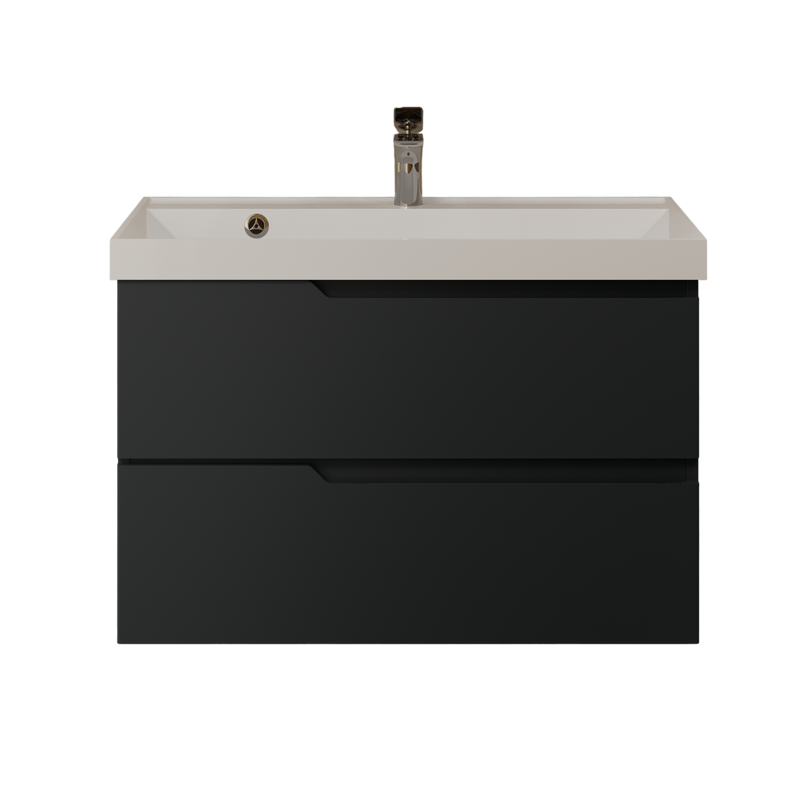Тумба с раковиной AQUAme S3 80 подвесная, 2 ящика, антрацит