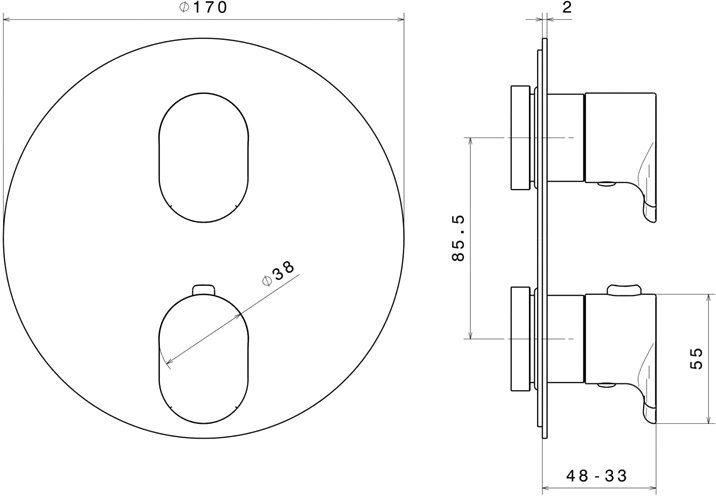 Термостатический смеситель встраиваемый KERAMA MARAZZI Ole 67638EKM.21.018 С ВНУТРЕННЕЙ ЧАСТЬЮ, матовый черный