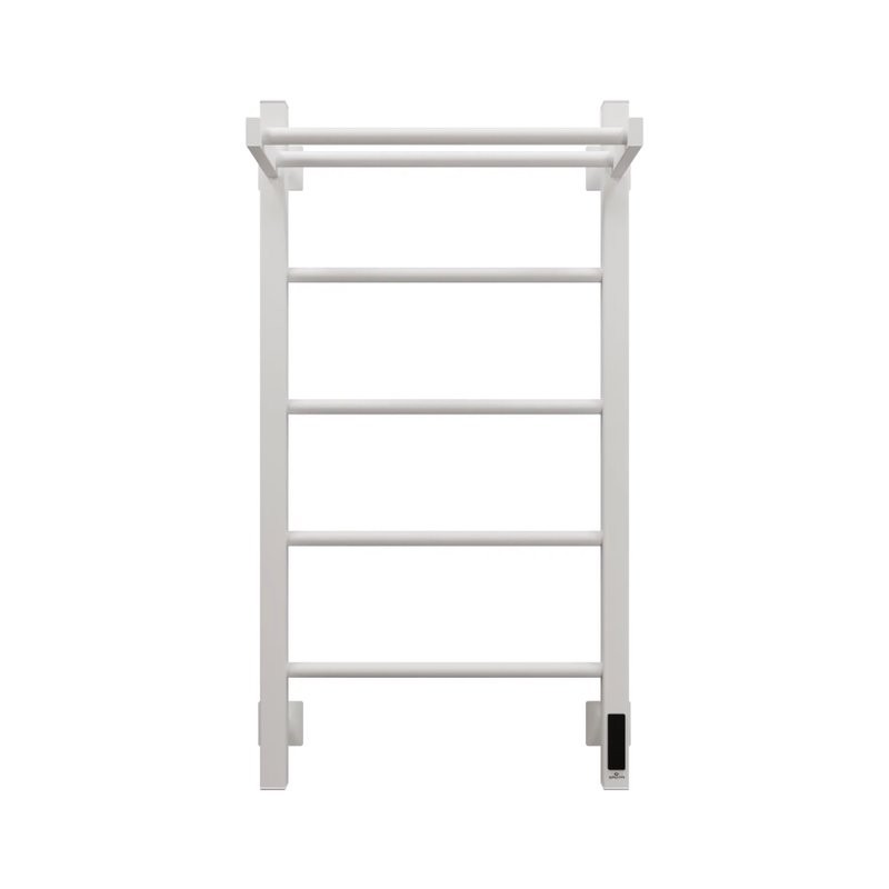Полотенцесушитель электрический Grota App 430х800 RAL9016 EL 80x45 см, подключение справа, слева, скрытое подключение справа, матовый белый, лесенка, из стали, с полкой