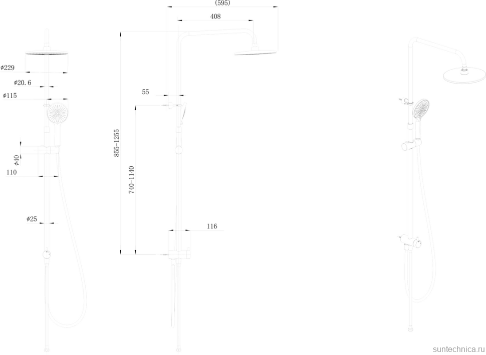 Душевая стойка KERAMA MARAZZI Fonte FO.101.KM.BLK.M матовая черная