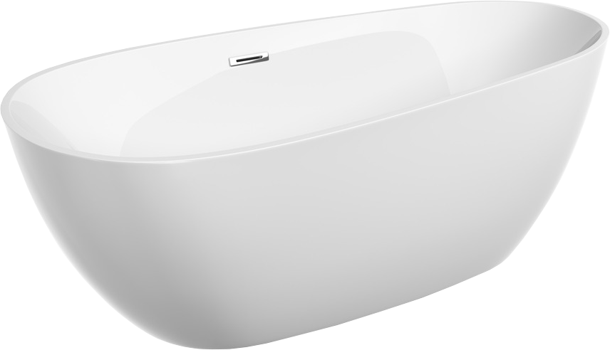 Акриловая ванна Sancos Avocado FB18 170x80 см, отдельностоящая, белая, овальная, с каркасом, со сливом-переливом