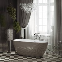 Акриловая ванна Sancos Avocado FB18 170x80 см, отдельностоящая, белая, овальная, с каркасом, со сливом-переливом