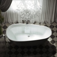 Акриловая ванна Sancos Avocado FB18 170x80 см, отдельностоящая, белая, овальная, с каркасом, со сливом-переливом