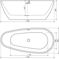 Акриловая ванна Sancos Avocado FB18 170x80 см, отдельностоящая, белая, овальная, с каркасом, со сливом-переливом