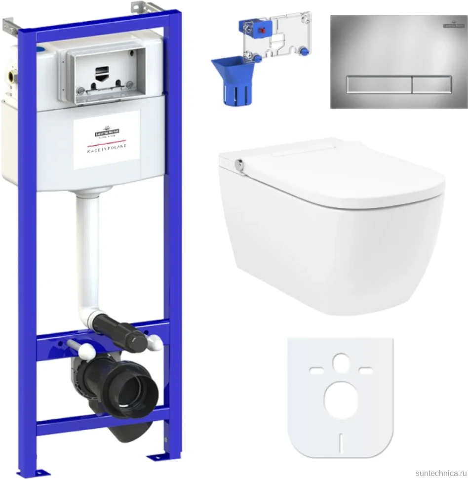 Комплект Lavinia Boho Унитаз подвесной Smart V-Clean 3359101R безободковый, с микролифтом + Инсталляция RelFix 38010010 + Кнопка RelFix 3805001C хром + Дозатор RelFix 38040010
