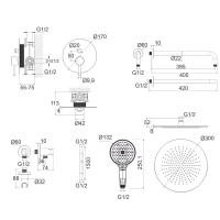 Душевой комплект WHITECROSS Y YSET04TOPGLB С ВНУТРЕННЕЙ ЧАСТЬЮ, брашированное золото