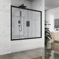 Шторка на ванну Kubele DE019 P4-CLN-BLMT 165х150 см, профиль матовый черный