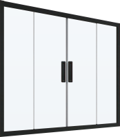 Шторка на ванну Kubele DE019 P4-CLN-BLMT 165х150 см, профиль матовый черный
