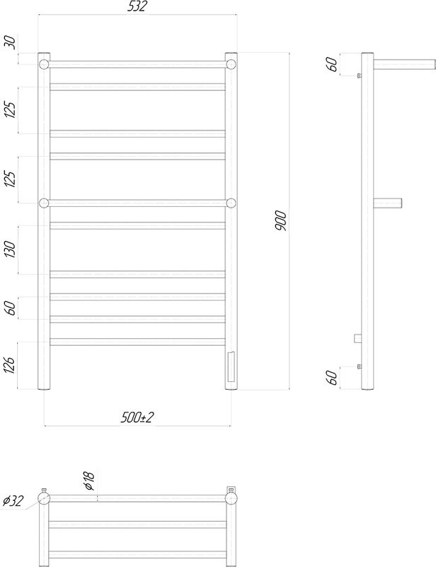 Полотенцесушитель электрический Lemark Pramen П10 50x90, хром