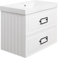 Тумба с раковиной La Fenice Cubo Twin 80 подвесная, bianco, ручки черные, раковина Cubo 80
