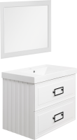 Тумба с раковиной La Fenice Cubo Twin 80 подвесная, bianco, ручки черные, раковина Cubo 80