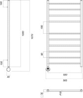 Полотенцесушитель электрический Domoterm Куба П10 50x100 EL, хром, L