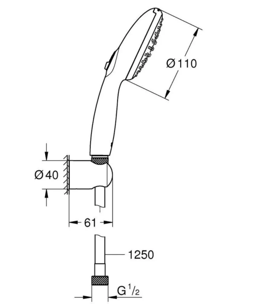 Душевой набор Grohe Tempesta 110, 2 режима струи (Rain, Jet), хром (27799003)