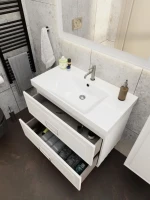 Мебель для ванной комнаты La Fenice Cubo Twin 80 белая, ручки белые