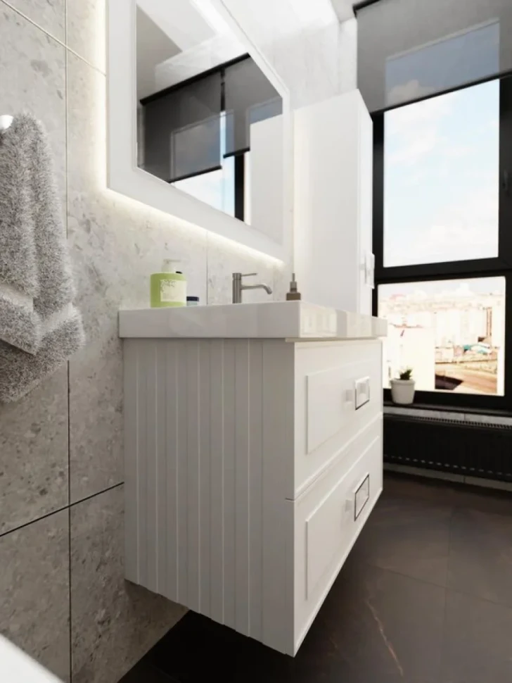 Мебель для ванной комнаты La Fenice Cubo Twin 80 белая, ручки белые