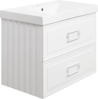 Мебель для ванной комнаты La Fenice Cubo Twin 80 белая, ручки белые