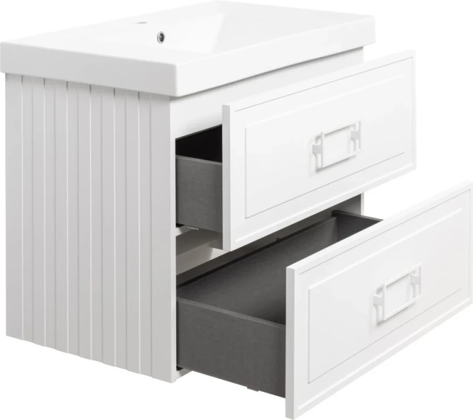 Мебель для ванной комнаты La Fenice Cubo Twin 80 белая, ручки белые