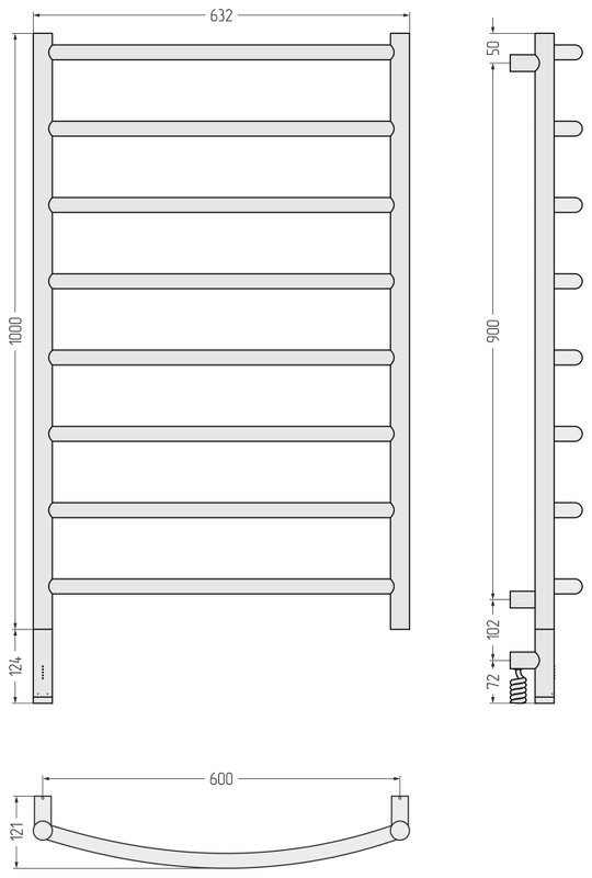 Полотенцесушитель электрический Сунержа Галант 3.1 020-6000-1060 110x65 см, подключение слева, шампань, лесенка