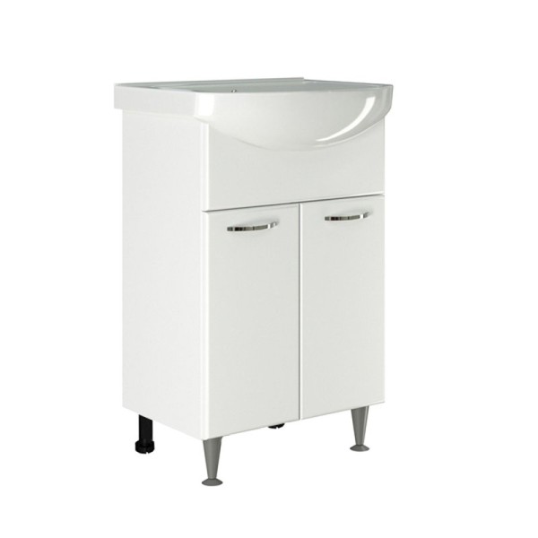 Тумба с раковиной Mixline Алан 55 глянцевая белая