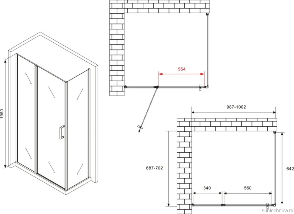 Душевой уголок Abber Sonnenstrand AG04100S-S70 70x100, профиль хром, стекло прозрачное