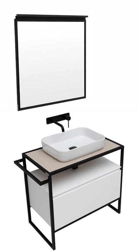 Мебель для ванной комнаты Allen Brau Priority 80 напольная, белый матовый, столешница бежевая