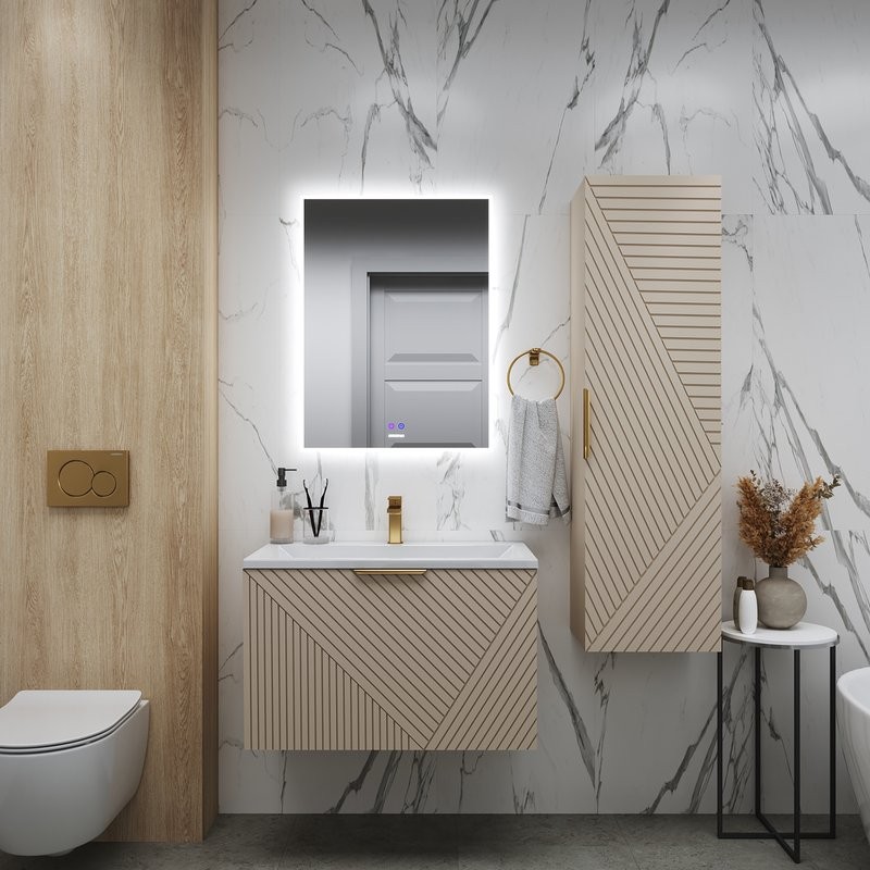 Тумба с раковиной Grossman Блисс 100 матовая бежевая