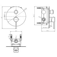 Встраиваемый смеситель для душа и ванны Caprigo Don 53-552-crm хром
