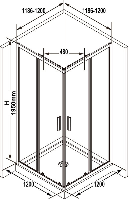 Душевой уголок Ravak Blix Slim BLSRV2K 120x120, профиль черный