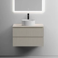 Тумба с раковиной Sancos Snob T 80 см, beige soft, столешница бежевая, раковина CN6032