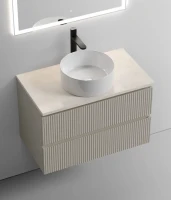 Тумба с раковиной Sancos Snob T 80 см, beige soft, столешница бежевая, раковина CN6032
