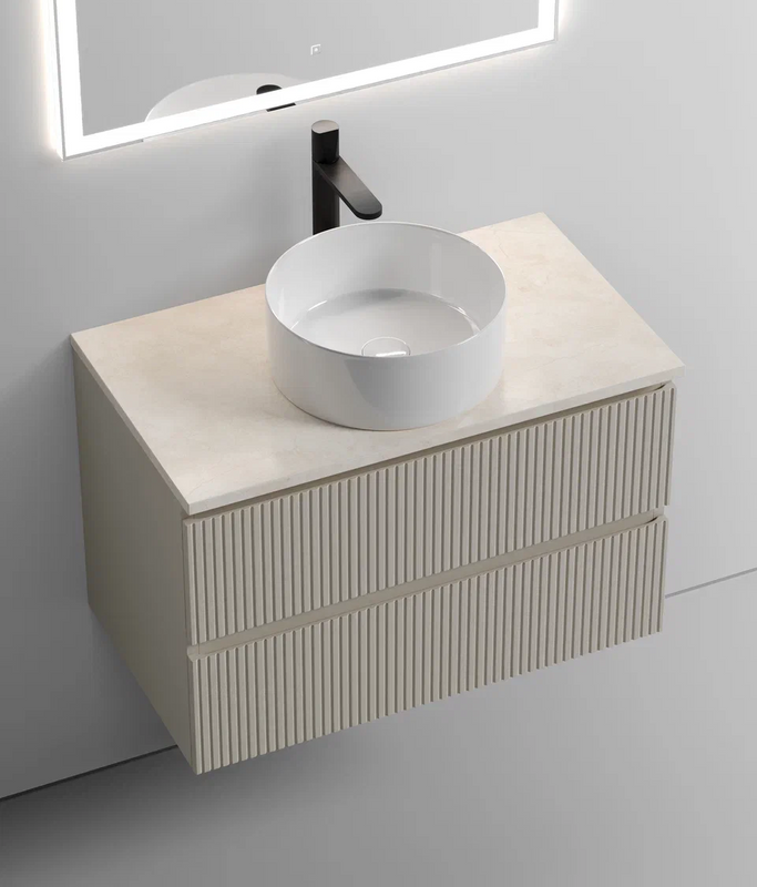 Тумба с раковиной Sancos Snob T 80 см, beige soft, столешница бежевая, раковина CN6032