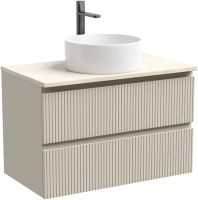 Тумба с раковиной Sancos Snob T 80 см, beige soft, столешница бежевая, раковина CN6032