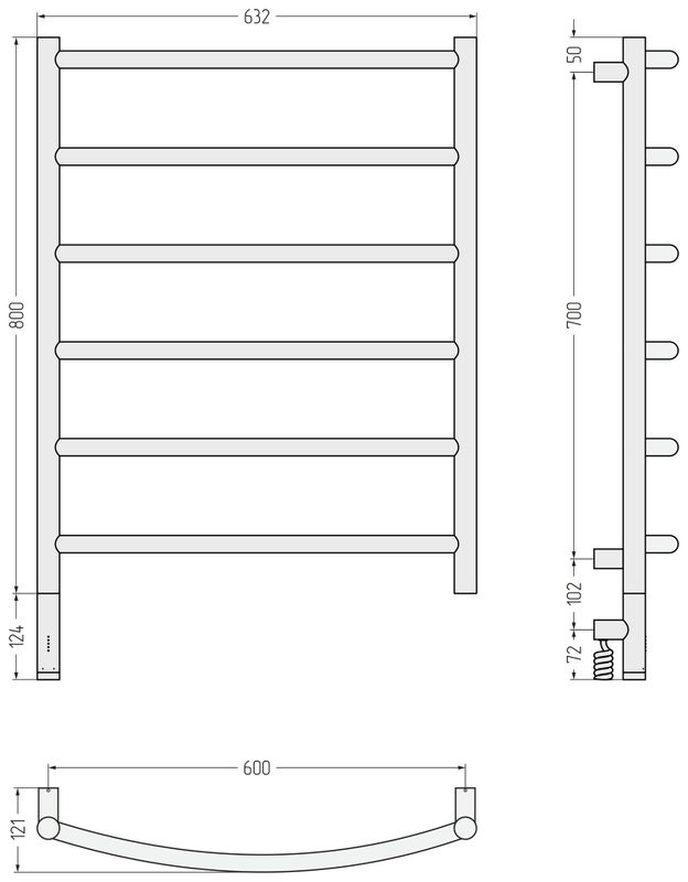 Полотенцесушитель электрический Сунержа Галант 3.1 30-6000-8060 90x65 см, подключение слева, матовый белый, лесенка