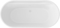 Акриловая ванна Abber AB9444MW 170x80 см, отдельностоящая, белая матовая, овальная, с каркасом, со сливом-переливом