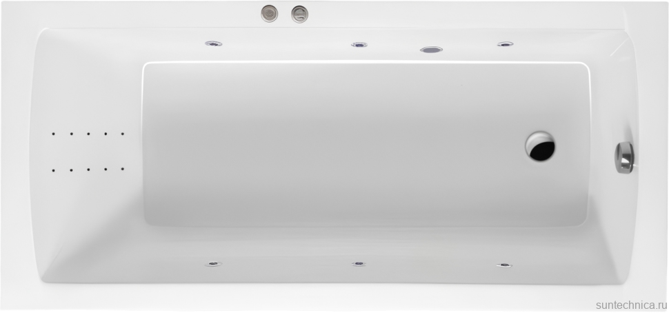 Акриловая ванна Excellent Aquaria Line Nano 140x70 см, встраиваемая, с гидромассажем, белая, с каркасом, со сливом-переливом