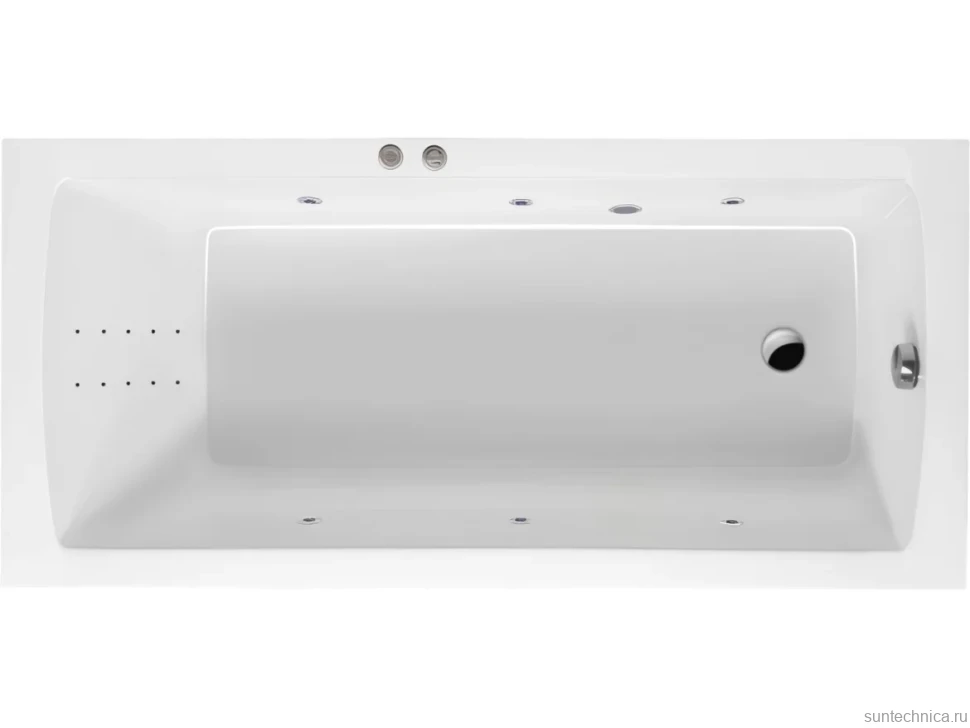 Акриловая ванна Excellent Aquaria Line Nano 140x70 см, встраиваемая, с гидромассажем, белая, с каркасом, со сливом-переливом