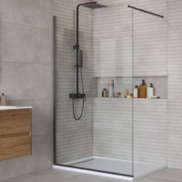 Душевая перегородка BelBagno Kraft 110 см, профиль матовый черный, стекло прозрачное