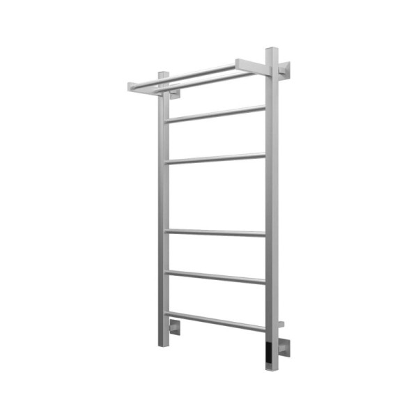 Полотенцесушитель электрический Grota Alto 530х1000 NM EL 100x55 см, подключение справа, слева, скрытое подключение справа, матовый хром, лесенка, с полкой