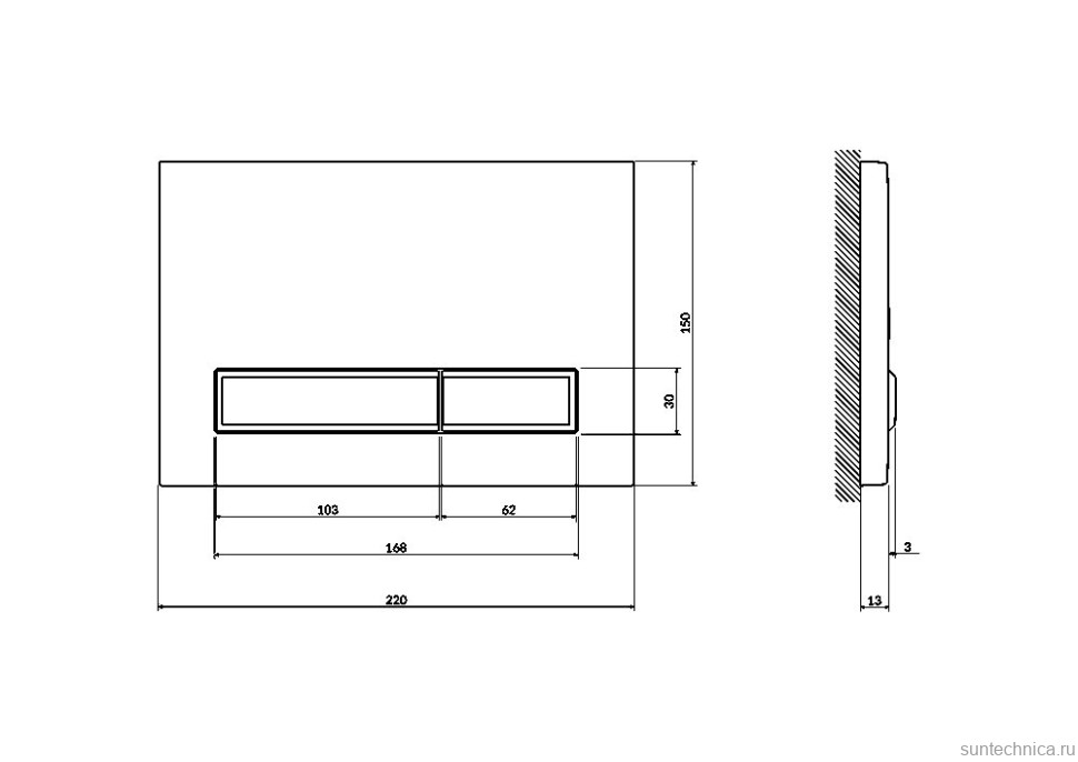 Кнопка смыва для унитаза Cersanit Blick 68317 пластик, цвет глянцевый хром