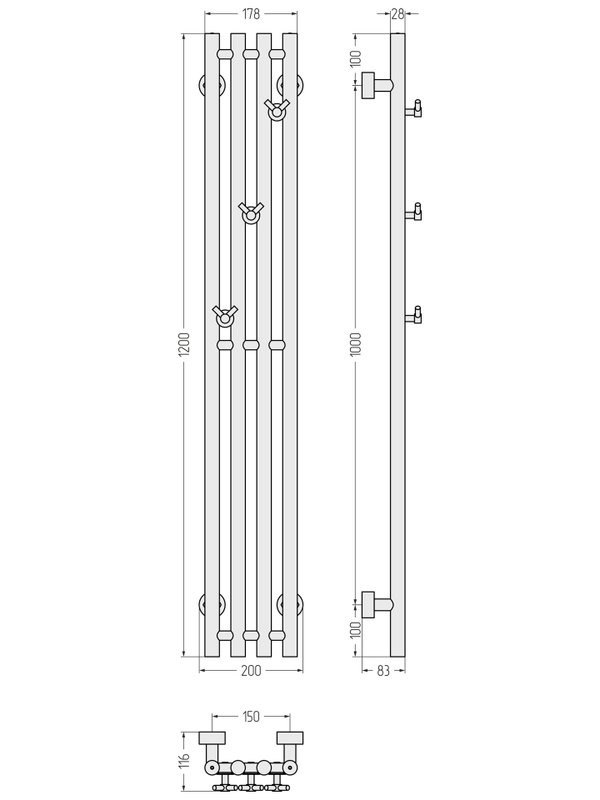 Полотенцесушитель водяной Сунержа Кантата Pro 03-0446-1215 120x20 см, глянцевое золото, I-образный