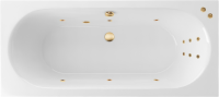 Акриловая ванна Excellent Oceana Line 180x80 см, встраиваемая, с гидромассажем, белая, с каркасом, со сливом-переливом, фурнитура золото