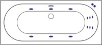 Акриловая ванна Excellent Oceana Line 180x80 см, встраиваемая, с гидромассажем, белая, с каркасом, со сливом-переливом, фурнитура золото