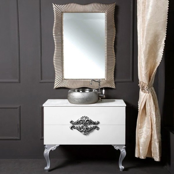 Мебель для ванной комнаты Armadi Art NeoArt 100 белая с ручками серебро, с ножками