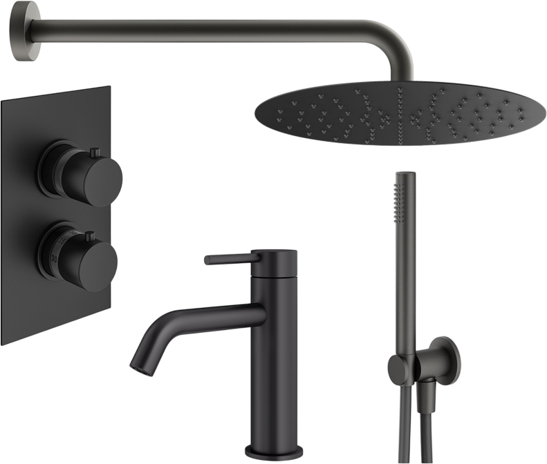 Комплект для ванной Plumberia Selection Ixo KITXOT18QNO53 С ВНУТРЕННЕЙ ЧАСТЬЮ, черный матовый