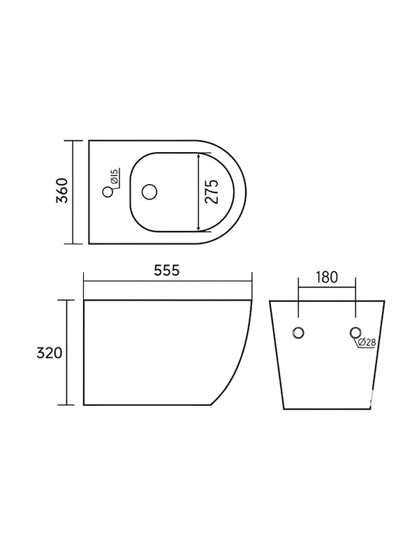 Биде подвесное CHARUS Estella BD700-141W глянцевое белое
