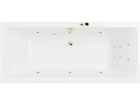 Акриловая ванна Excellent Pryzmat Line 200x90 см, встраиваемая, с гидромассажем, белая, с каркасом, со сливом-переливом, фурнитура золото