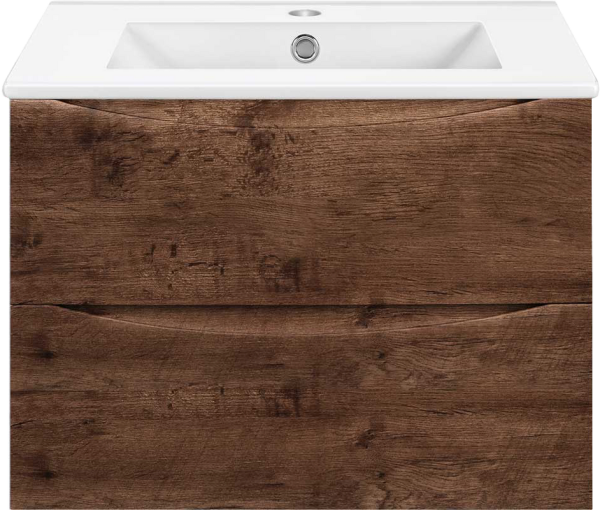 Тумба под раковину Vincea Mia Slim 70, подвесная, 2 ящика, темное дерево