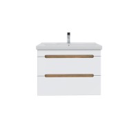 Тумба с раковиной SanStar Diva 80 подвесная, матовая белая, дуб вотан, раковина Fest 80