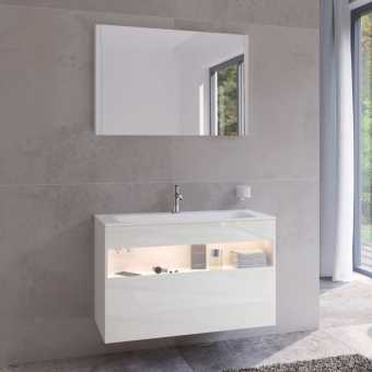 Мебель для ванной Keuco Stageline 32872 100 см, с подсветкой, розеткой и точкой зарядки USB и USB-C, белая