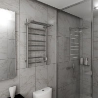 Полотенцесушитель электрический Bauedge Stil Shelf R 40х80, с полкой, нержавеющая сталь полированная